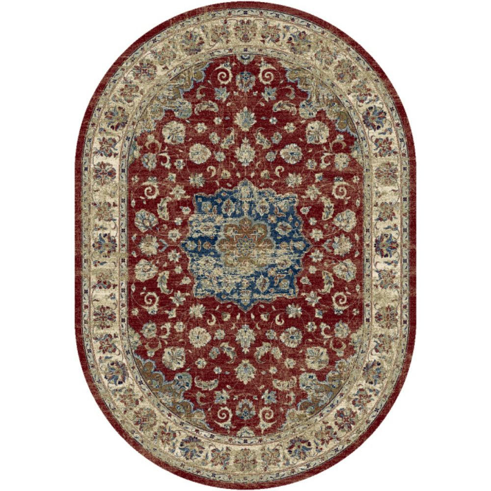 Dynamic Rugs 57559-1464 Ancient Garden 5.3 Ft. X 7.7 Ft. Oval Rug in Red/Ivory